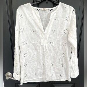 Christian Siriano White Eyelet Blouse small
